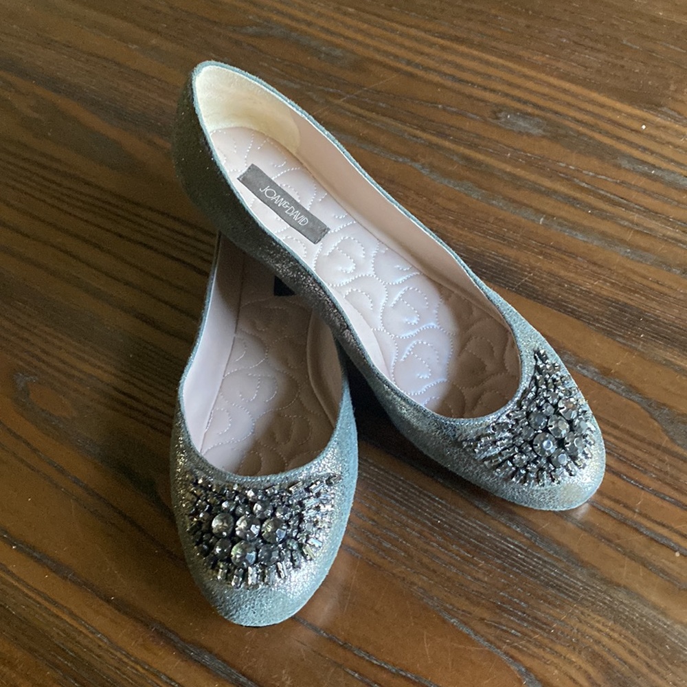 Sparkle Leather Flats with Jewels